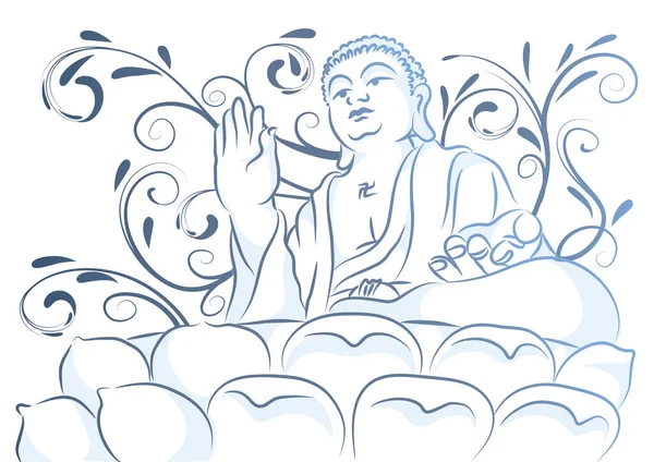 Ilustración Vectorial Una Mano Dibujada Budda — Vector de stock