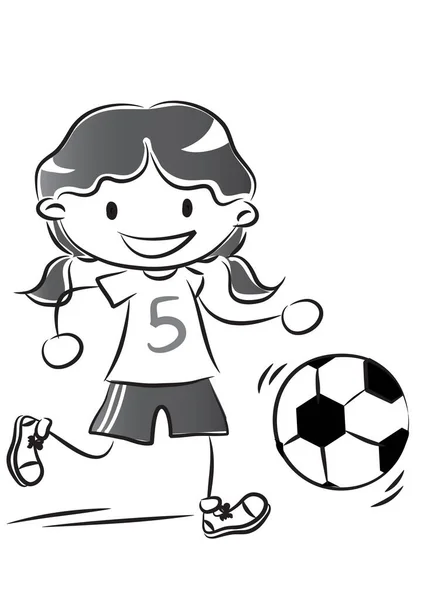 Petite Fille Jouer Football — Image vectorielle