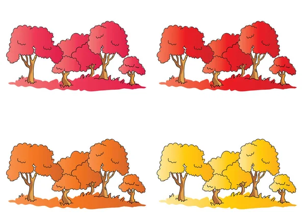 Ensemble Arbres Dessin Animé Isolés Sur Fond Blanc — Image vectorielle