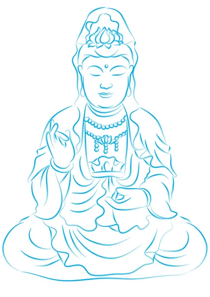 Illustrazione Vettoriale Personaggio Del Fumetto Disegnato Mano Buddha — Vettoriale Stock