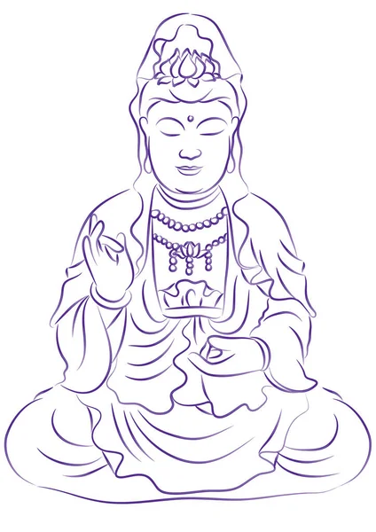 Illustrazione Vettoriale Una Mano Disegnata Buddha — Vettoriale Stock