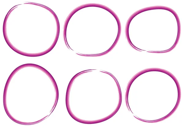 Conjunto Diferentes Molduras Redondas Rosa Isolado Fundo Branco —  Vetores de Stock