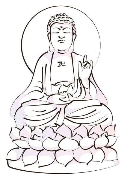 Ilustración Vectorial Buda Meditación — Vector de stock