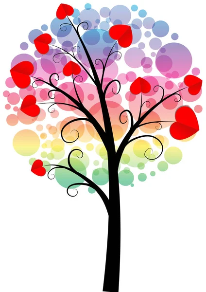 Kırmızı kalpli bir ağacın vektör çizimi