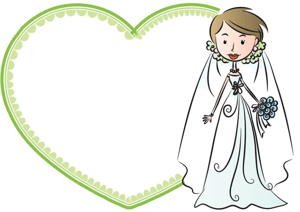 Illustration Une Fille Dans Une Robe Mariée — Image vectorielle