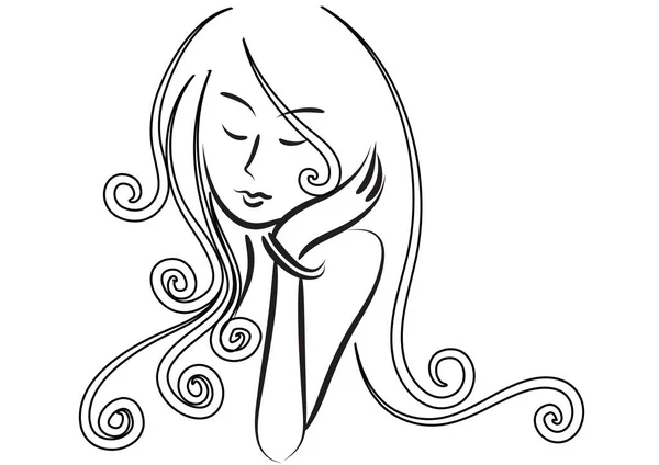Красивая Девушка Длинными Волосами — стоковый вектор
