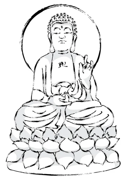 Dibujo Dibujos Animados Plano Buda Vector Ilustración Religión Del Concepto — Vector de stock