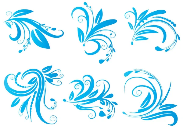 Set Blue Water Drops White Background — Stock Vector