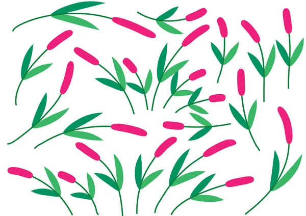 Vektorillusztráció Rózsaszín Zöld Levelekről — Stock Vector