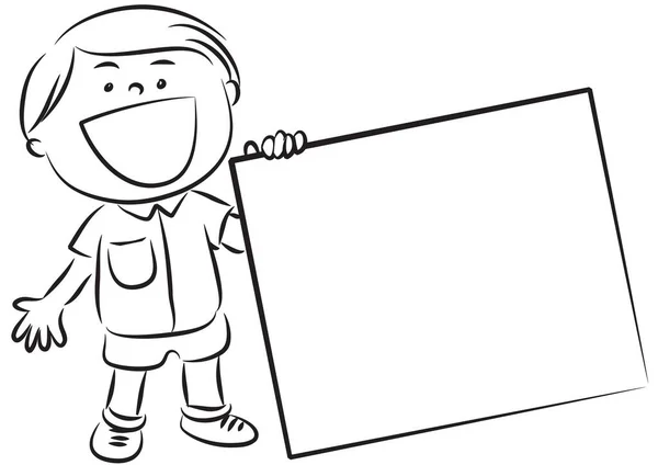 Illustration Eines Jungen Mit Einem Leeren Brett — Stockvektor