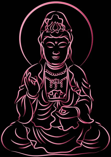 Bir Karikatür Budha Nın Vektör Çizimi — Stok Vektör
