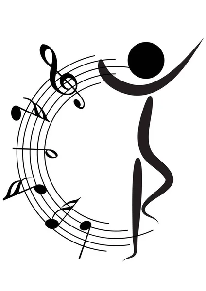 Illustration Vectorielle Danseur Notes Musique — Image vectorielle