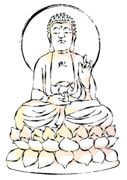 Dessin Dessin Animé Bouddha Plat Vecteur Illustration Religion Bouddhisme Concept — Image vectorielle