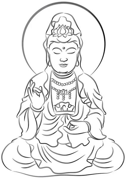 Wektorowa Ilustracja Ręki Narysowanej Przez Buddę — Wektor stockowy
