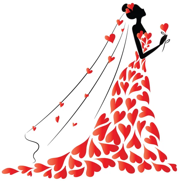 Illustration Vectorielle Une Fille Robe Rouge — Image vectorielle