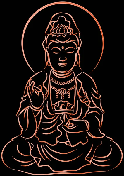 Illustrazione Vettoriale Buddha Disegnato Mano — Vettoriale Stock