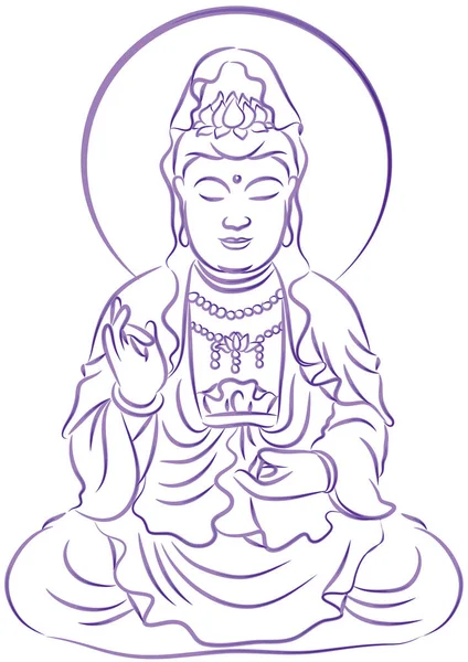 Ilustración Vectorial Una Mano Dibujada Buda — Archivo Imágenes Vectoriales