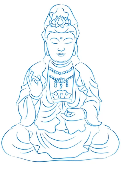 Vektor Illusztrációja Kézzel Rajzolt Rajzfilm Karakter Egy Buddha — Stock Vector
