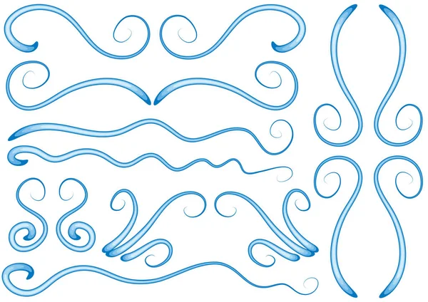 Vector Illustration Set Blue Waves — Stock Vector