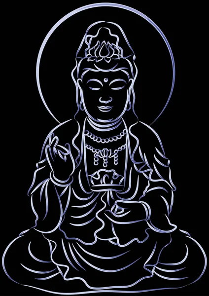 Illustrazione Vettoriale Fumetto Buddha — Vettoriale Stock