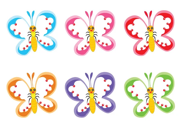 Conjunto Mariposas Colores — Archivo Imágenes Vectoriales