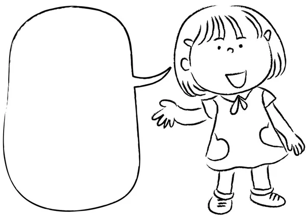 Çizgi Film Kızıyla Boyama Kitabı Sayfası — Stok Vektör