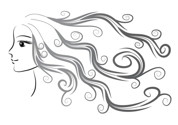 Belle Fille Aux Cheveux Longs — Image vectorielle