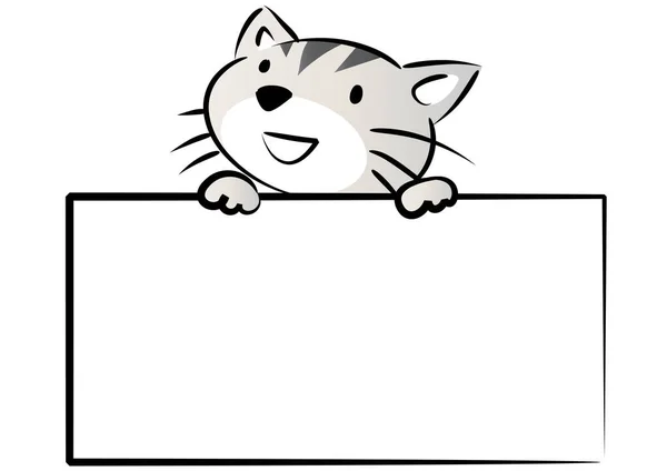 Εικονογράφηση Κινουμένων Σχεδίων Μιας Γάτας Ένα Κενό Σημάδι — Διανυσματικό Αρχείο