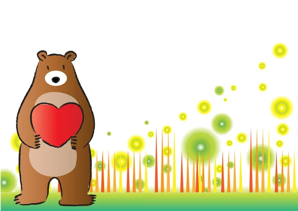 Słodkie Kreskówki Niedźwiedź Miłości — Wektor stockowy