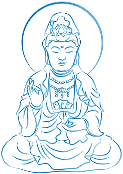 Εικονογράφηση Διανύσματος Ενός Χεριού Σχεδιασμένου Από Buddha — Διανυσματικό Αρχείο