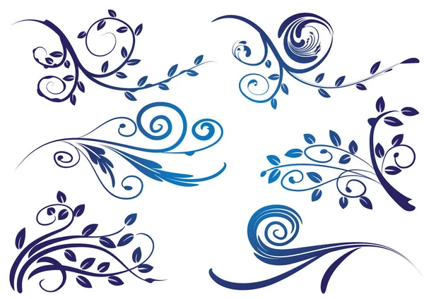 Conjunto Elementos Florales Vectoriales Para Diseño — Vector de stock