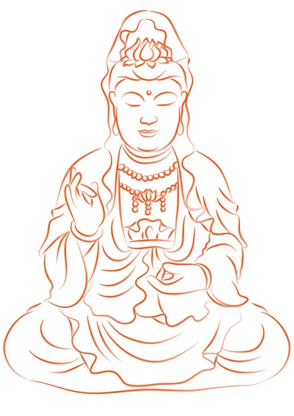 Ilustração Vetorial Personagem Desenho Animado Desenhado Mão Buda —  Vetores de Stock