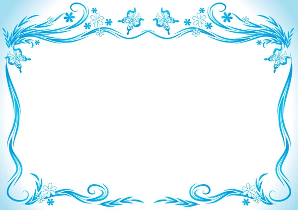 metin için yeri olan mavi çiçek çerçevesi