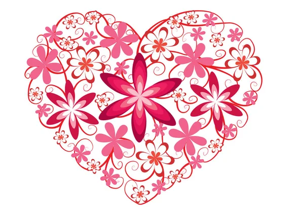 Vector Illustration Heart Shape Flowers — Stock Vector