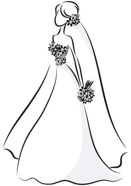 Novia Novio Vestido Novia — Vector de stock