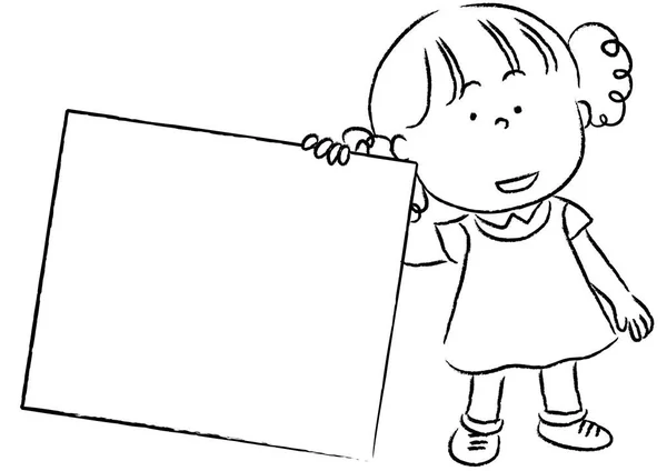 Cartoon Girl Holding Blank Page — Stock Vector