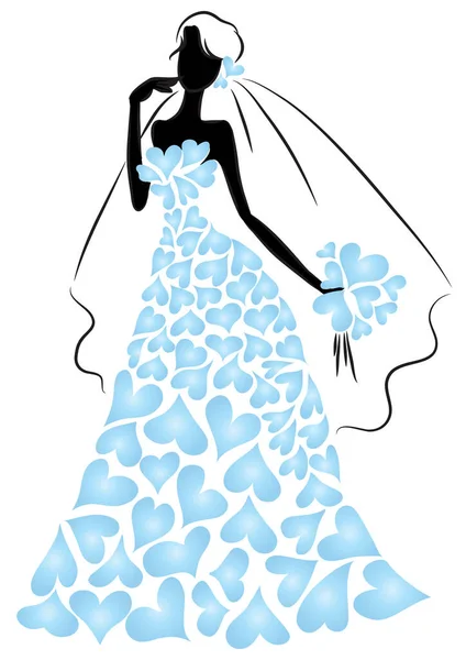 Bride Silhouette White Background — Stock Vector