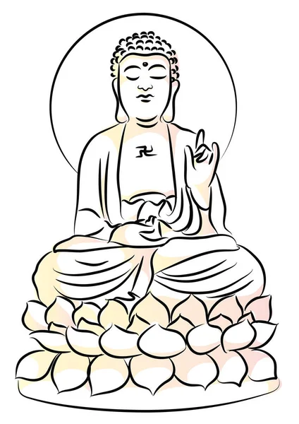 Ilustração Vetorial Buddha Meditação —  Vetores de Stock