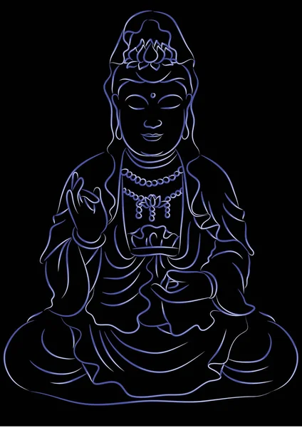 Vektor Illusztráció Egy Buddha Kézrajzáról — Stock Vector