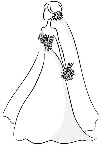ウェディングドレスを着た花嫁 — ストックベクタ