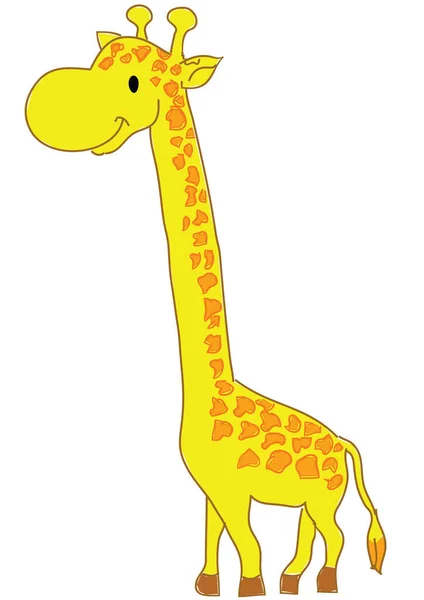 Giraffe Cartoon Isolated White Background — Stock Vector