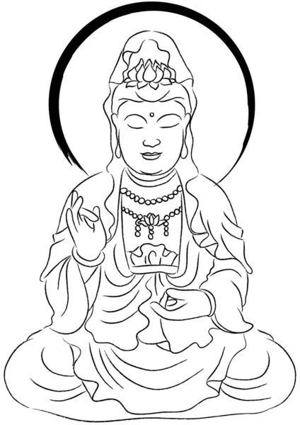 Rajz Rajzfilm Lapos Buddha Vektor Illusztráció Vallás Buddhizmus Koncepció — Stock Vector