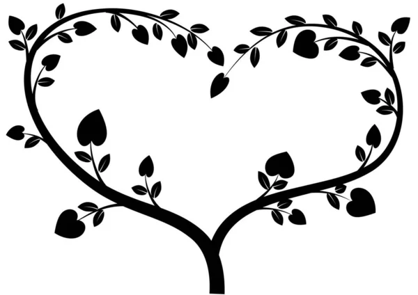 Black White Vector Illustration Tree — Stock Vector