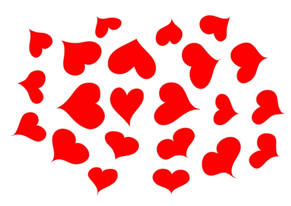 Corazones Rojos Sobre Fondo Blanco — Vector de stock