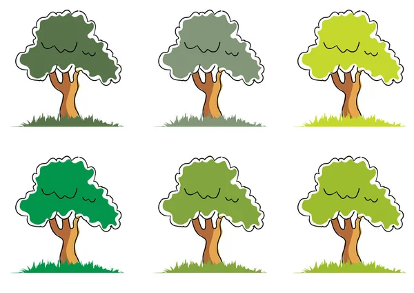 Serie Alberi Foglie Illustrazione Vettoriale — Vettoriale Stock