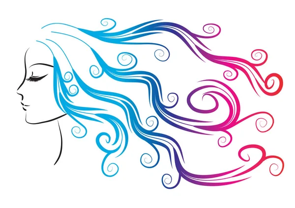 Красивая Женщина Лицо Длинными Волосами — стоковый вектор