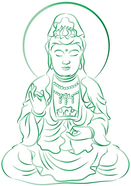 Illustrazione Vettoriale Una Mano Disegnata Buddha — Vettoriale Stock