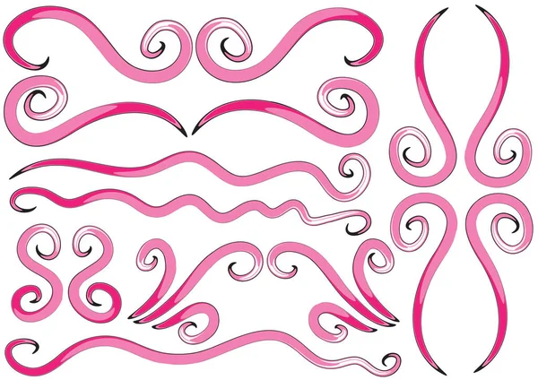 Vector Conjunto Flores Rosa Púrpura — Vector de stock