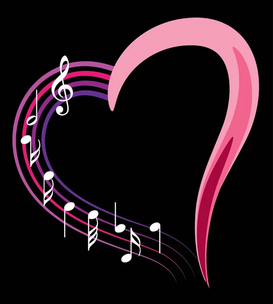 Illustrazione Vettoriale Note Musicali Cuore — Vettoriale Stock