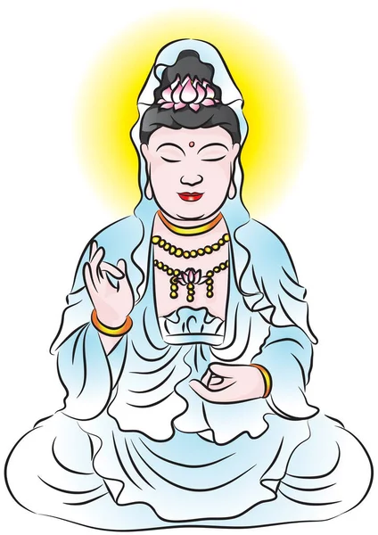 Vektor Illusztrációja Egy Rajzfilm Budda — Stock Vector